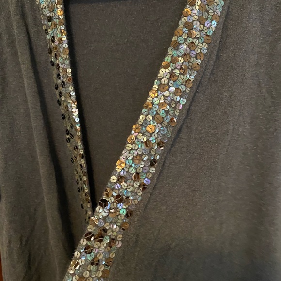 Brown sequin open front cardigan by Express - Picture 4 of 4